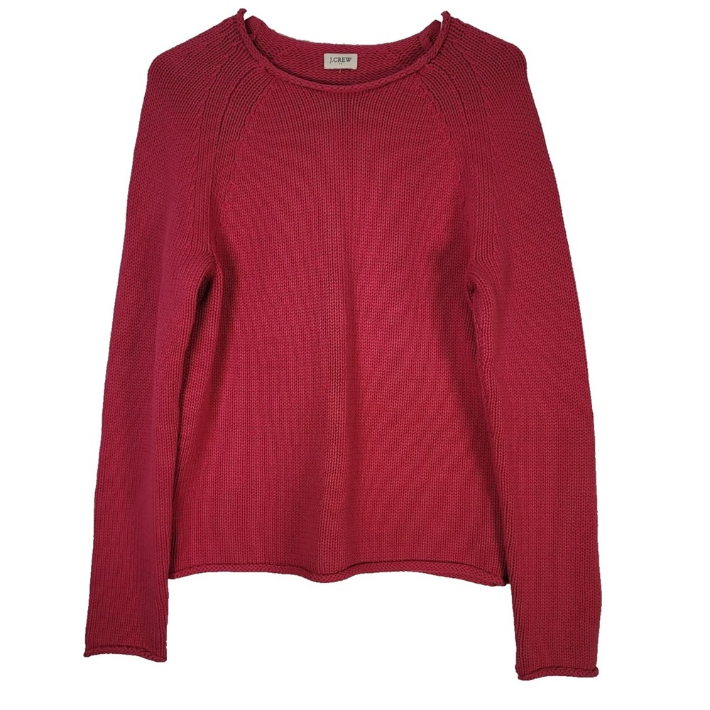 J Crew Sweater Womens Pink 100% Cotton Knit Crewneck Pullover Winter Comfort